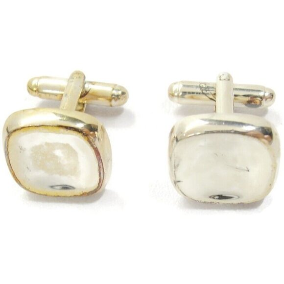 Silver Plated Cufflinks Square Shirt Accessories Wedding Vintage - Picture 2 of 7